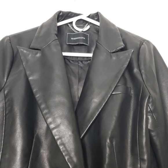 BCBG Maxazria Womens Faux Leather Jacket Small Black Moto Biker Lined - Picture 4 of 16